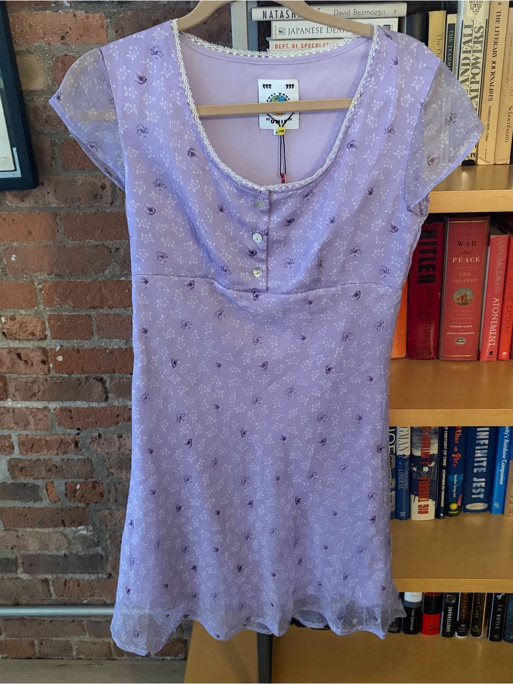 Unif Lilac Floral Mesh Mini Dress